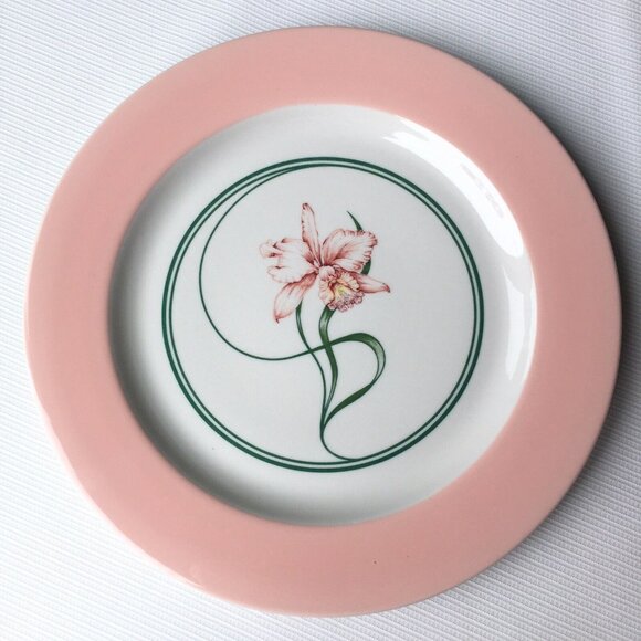 Shenango China Serving Plate Pink Floral Daffodil Dish Platter Tray Vintage USA - Picture 1 of 12